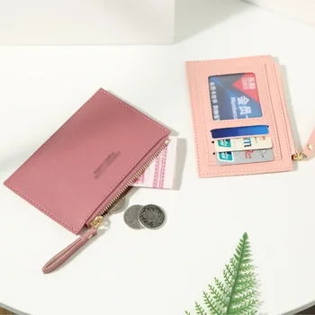 Новый кошелек, сумка для карт, женский кошелек, простой модный классический однотонный кошелек на молнии, женский Instagram explosion 14