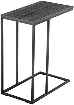 Приставной столик из переработанного дерева, С-образный столик для закусок для дивана-кушетки (серый)