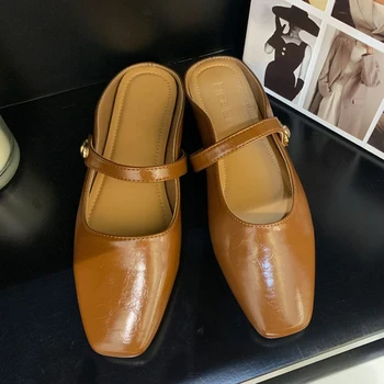 Летние модные дизайнерские женские тапочки 2023 года, уличная повседневная обувь на плоской подошве, Французская элегантная женская обувь Mary Jane 21