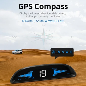 Автомобильный головной дисплей HUD, цифровой GPS-спидометр, наружная камера для определения скорости движения по бездорожью, сигнализация о превышении скорости, миль/ ч 18
