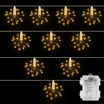 10 аккумуляторная батарея управляемый Рождество звездообразования света 200 LED висит огни фейерверка уличной елки, фейерверк лампы 18