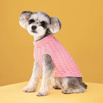 Свитер для собак, зимняя теплая одежда для домашних животных, вязаный свитер для французского бульдога, одежда для котенка 1