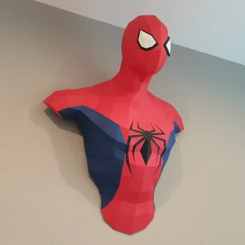 Сделай САМ Капитан Америка Герой-паук 3D головоломка Бумажная модель статуя висит украшение стены дома Геометрическая модель оригами ручной работы 20