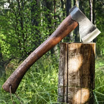 HX Походный топор на ОТКРЫТОМ воздухе, топорик для колки дров, садовый топор, инструменты с деревянной ручкой и ножнами для кемпинга, пеших прогулок