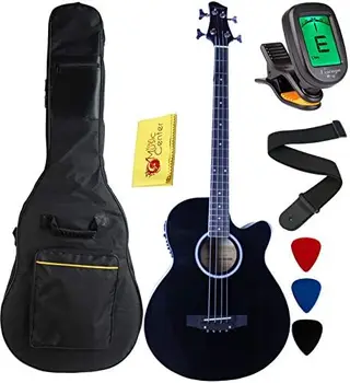 Акустико-электрическая бас-гитара YMC с 4 струнами, 4-Полосная, Регулируемая штанга, Концертная сумка, Ремень, Медиаторы- (Sunburst)