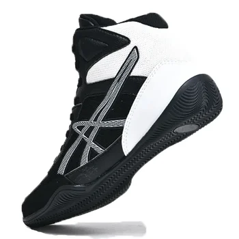 2023 Мужская Профессиональная Боксерская обувь, Мужская легкая борцовская обувь, Боксерские кроссовки с дышащей сеткой, Черно-красные спортивные кроссовки 15
