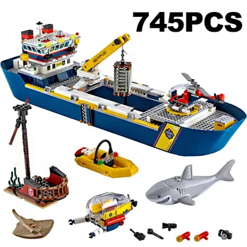 745 шт. Набор моделей городского океанского разведывательного корабля 60026 Building Block Expedition Assembly Toys Подарки для мальчиков на день рождения 24
