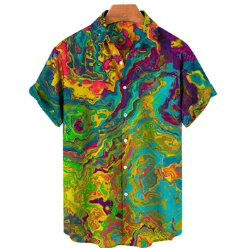 Новая мужская рубашка Tropical Magma, повседневные футболки с коротким рукавом, быстросохнущая верхняя одежда, футболки с отворотами оверсайз, мужские брендовые летние футболки 23