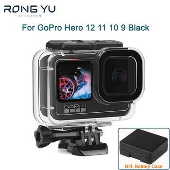 Водонепроницаемый Чехол для GoPro Hero 12 11 10 9 Черные Аксессуары 60 М Корпус Для Дайвинга Защитная Крышка Подводная Оболочка Go Pro Camera 7