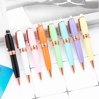 20шт Портативная шариковая ручка карамельного цвета, короткая мини-ручка, карманная шариковая ручка для путешествий на открытом воздухе, Металлическая ручка 19