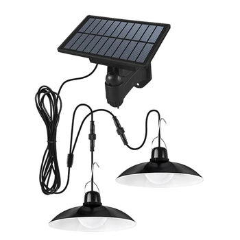 Солнечная люстра, уличная водонепроницаемая светодиодная лампа, Подвесные светильники с двумя головками, Прочные, простые в установке, удобные в использовании 1