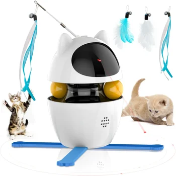 Игрушки для кошек 4-в-1, электрические интерактивные игрушки для помещений с шариком и пером, автоматическая погоня, упражнения, Лазерная игрушка, перезаряжаемая через USB. 15