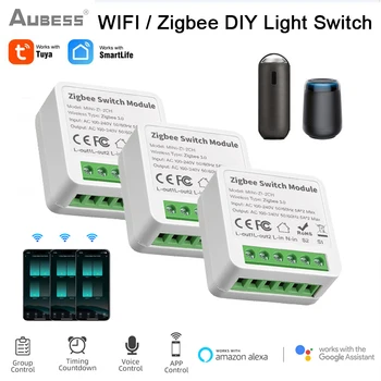 ZigBee/WIFI Tuya Mini Smart Switch 1/2/3/4 Банды Zigbee3.0 Приложение Голосовой Модуль Дистанционного Управления Коммутатором С Amazon Alexa И Google 24