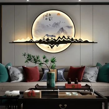 Светодиодные китайские настенные светильники с картинками Современное креативное бра для картин в помещении с выключателем Декор гостиной Коридор Настенный светильник для картин 2