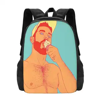 Летняя дизайнерская сумка с рисунком Студенческий рюкзак Летний гей Мужчины Мускулистые бородатые 13