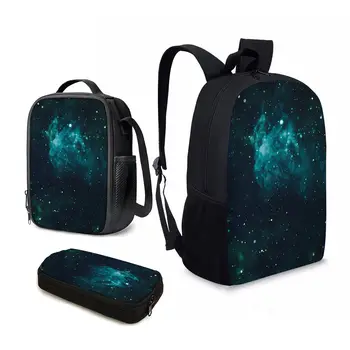 YIKELUO Темно-зеленая игровая сумка для ноутбука Galaxy/Star для подростков, водонепроницаемая дорожная сумка на молнии, рюкзак, сумка для ланча, пенал для карандашей 9