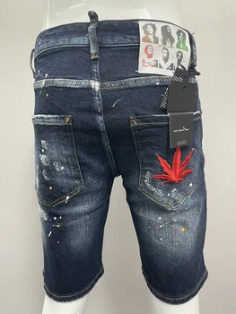 2023 Новые мужские джинсы D2 Slim Fit, выстиранные Светлые шорты с принтом, модные облегающие микроэластичные капри D2 18