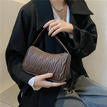 Женские сумки через плечо в стиле ретро для отдыха, женская сумка из искусственной кожи, дизайнерская роскошная однотонная сумка-мессенджер, новая женская сумка подмышками 11
