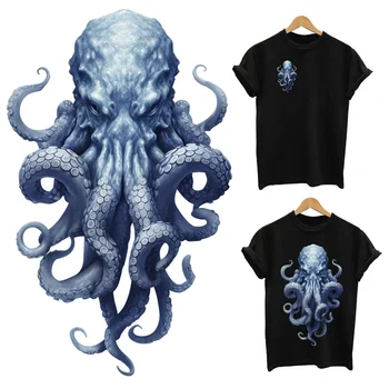 2 шт./Лот Бесплатная Доставка Cthulhu Mythos Octopus Animal Термоклеящиеся Нашивки Для Одежды Наклейки Утюг На Теплопередачу DIY