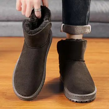 Зимние Мужские ботинки 2023 года выпуска, новая утепленная хлопчатобумажная обувь с флисовой подкладкой 