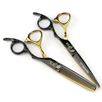 6,0-дюймовые плоские ножницы для волос FDT-11 Napson Color Bull's Head Белое золото Черный Синий 24