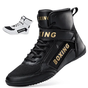 Профессиональная мужская обувь для борьбы с высоким берцем, Боксерские тренировочные ботинки, спортивные дышащие носимые кроссовки 16