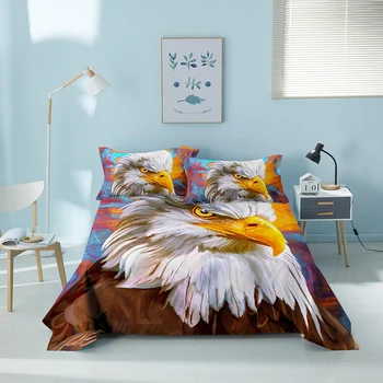Комплект постельного белья с 3D принтом животных, полиэфирная плоская простыня для спальни, роскошные простыни размера King Queen Double Twin для домашнего декора 14