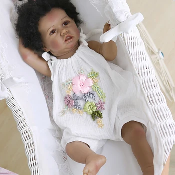 22 Дюйма Возрожденная девочка Бебе 55 см Силиконовый Возрожденный малыш для всего тела, подарок для афроамериканской куклы с черной отделкой кожи 22