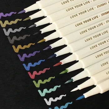 12 цветных перламутровых маркеров, ручка для рукописного ввода с мягким наконечником, набор быстросохнущих ручек на масляной основе 
