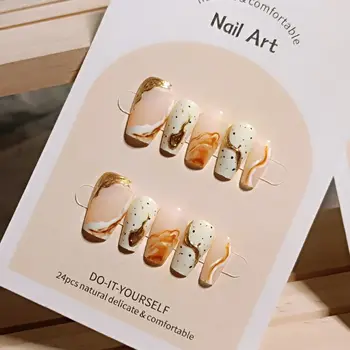 Пригодный для носки Маникюр Французские накладные ногти Съемная квадратная головка Полностью покрывает кончики ногтей Press on Nails Girl
