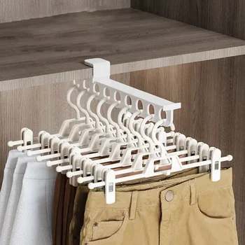Выдвижной органайзер для шкафа, бытовая выдвижная полка для брюк, органайзеры для одежды в шкафу для экономии места и хранения