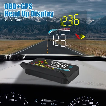 Цифровой для всех автомобилей Автомобильный HUD Спидометр M17 OBD GPS Головной дисплей, проектор лобового стекла, аксессуары для автоэлектроники 21