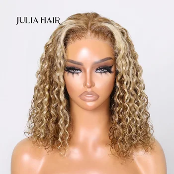 Julia Hair # TL412 Highlight Bouncy Water Wave Wear Go Предварительно Вырезанный Парик-Боб С Кружевом 6x4,75 Бесклеевой С Дышащей Шапочкой Air Wig