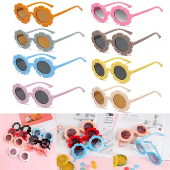 2023 Винтажные Летние Детские Солнцезащитные очки в форме цветка, Трендовая Детская Уличная одежда, Солнцезащитные очки, Спортивные Солнцезащитные очки для девочек и мальчиков UV400 5