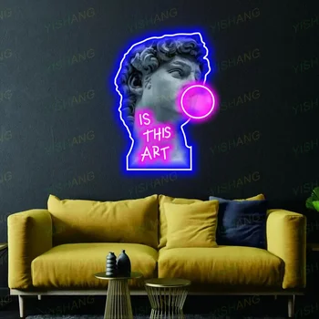 Неоновая вывеска This Is Not Art David Bubble Gum Осветите свое пространство неоновой лампой David Neon Light, вдохновленной искусством Микеланджело. 20