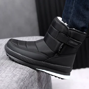 Мужские зимние ботинки 2023, утолщенные зимние ботинки, женская водонепроницаемая теплая плюшевая обувь, нескользящая зимняя обувь унисекс, мужские большие размеры 46